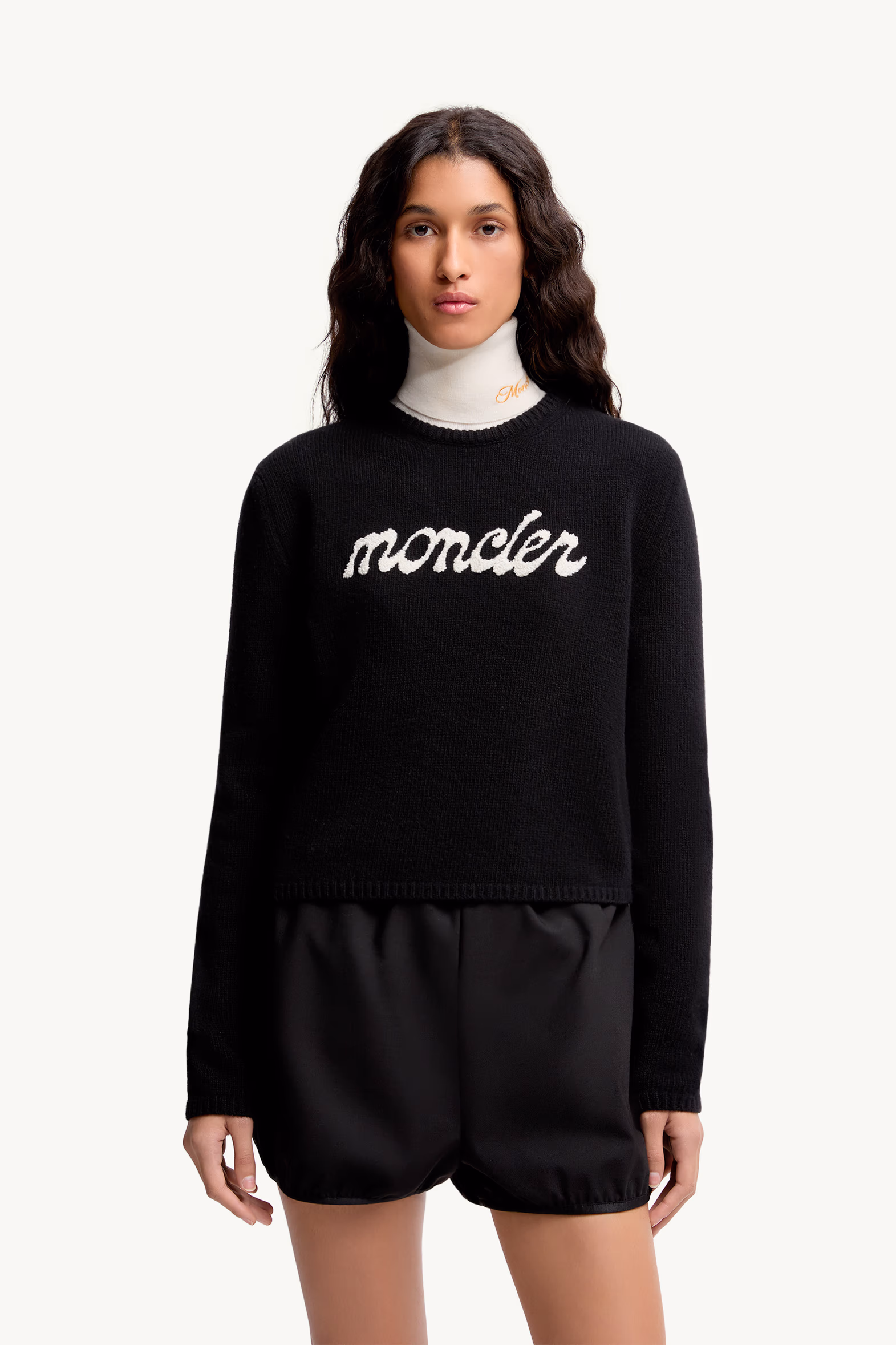 Embroidered Logo Wool & Cashmere Sweater Women Black Moncler 3